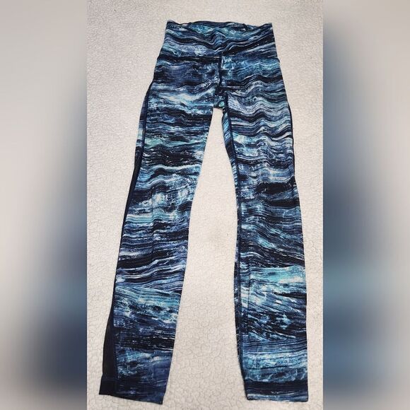 Lululemon Speed Up Crop Pants Leggings Shorelines Multi Blue Size 4 - Picture 1 of 6